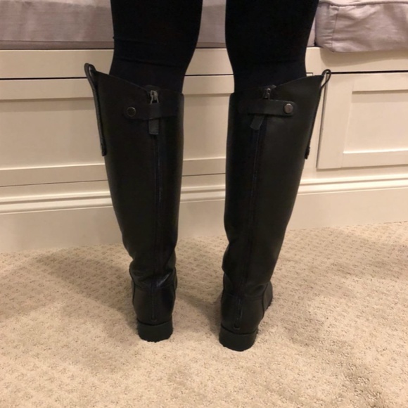 Wide Fit Black Leather Knee High Riding Boots - Picture 5 of 5